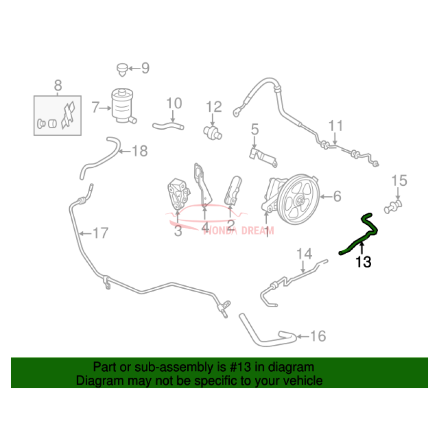 Hose, Power Steering Return (53734-TK8-A01) - 2