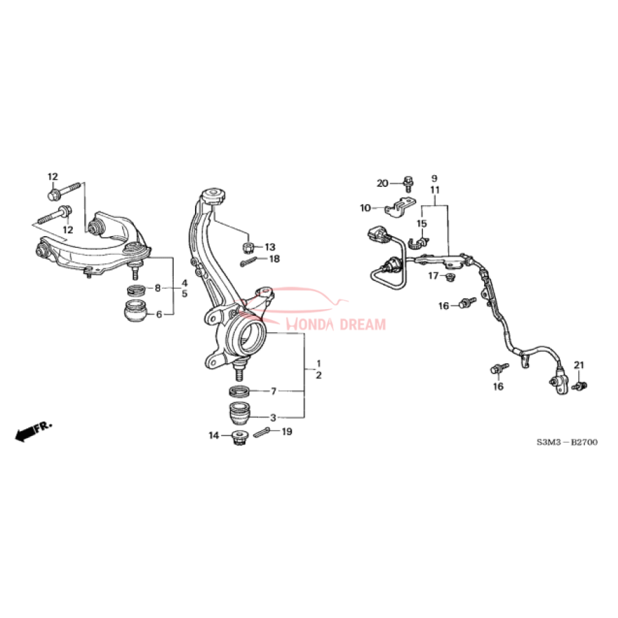 Sensor ABS, Right Front (57450-S0K-A52) - 2