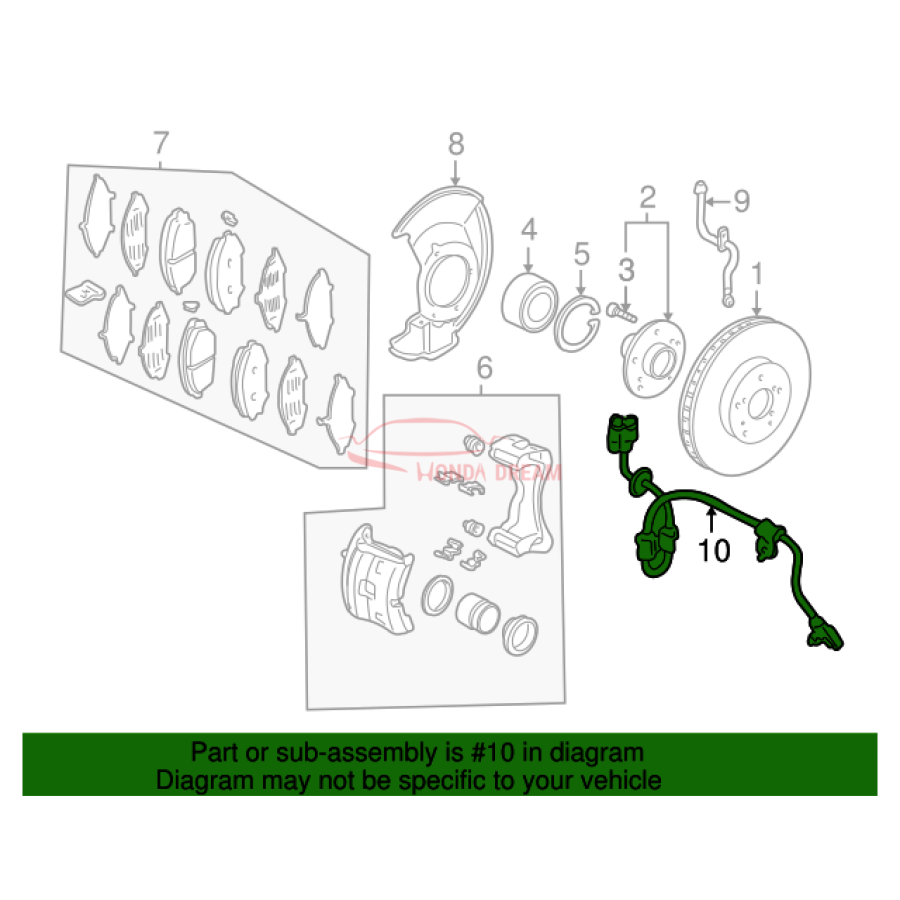 Sensor ABS, Right Front (57450-S0X-A01) - 2