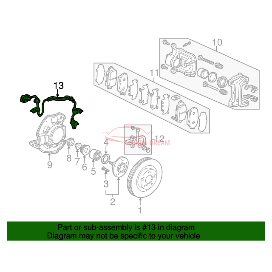 Sensor ABS, Right Front (57450-S2A-003) - 2