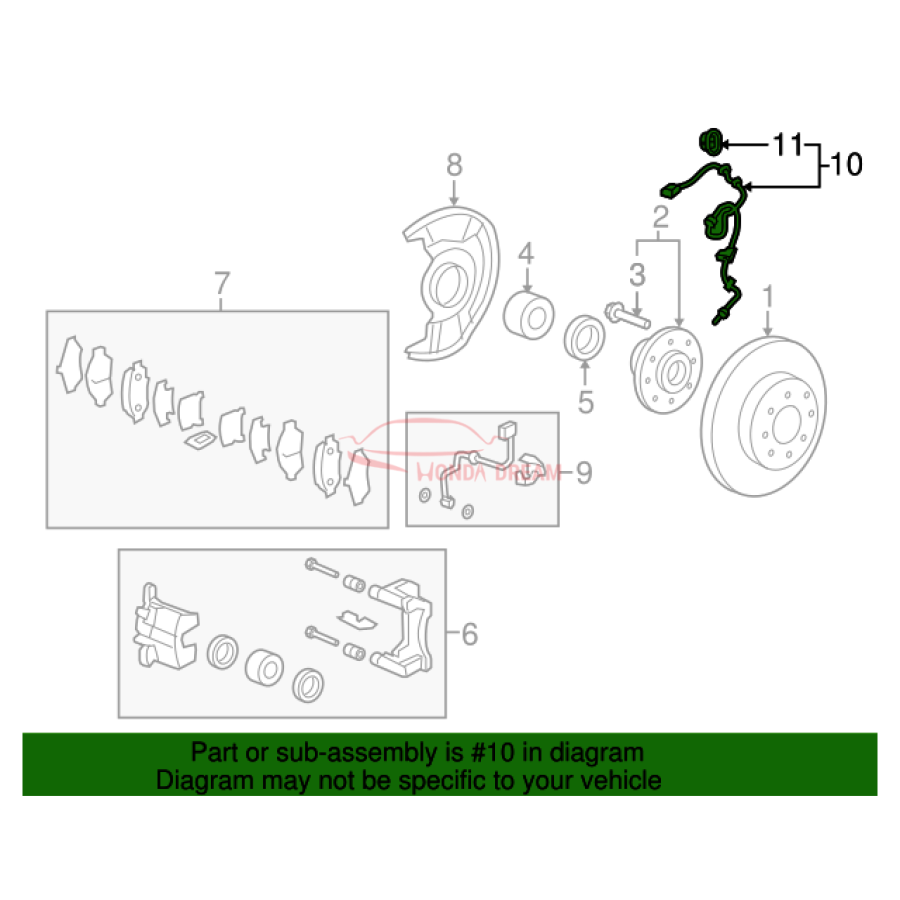 Sensor ABS, Right Front (57450-T5R-003) - 2