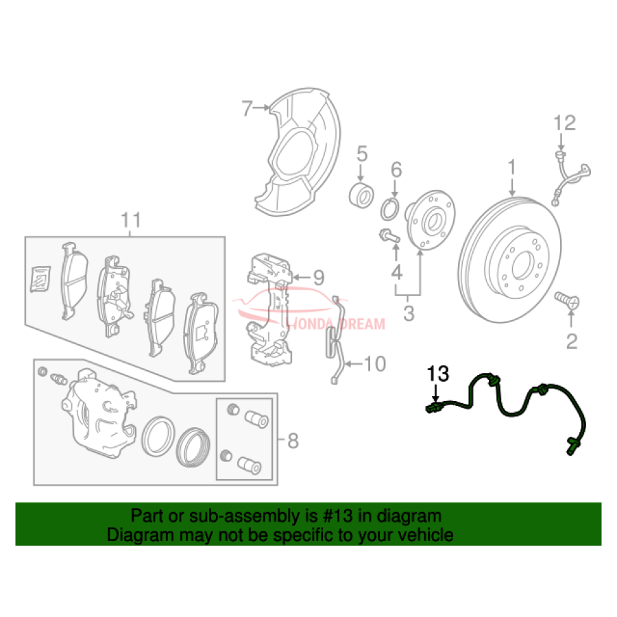 Sensor ABS, Right Front (57450-TVA-A03) - 2