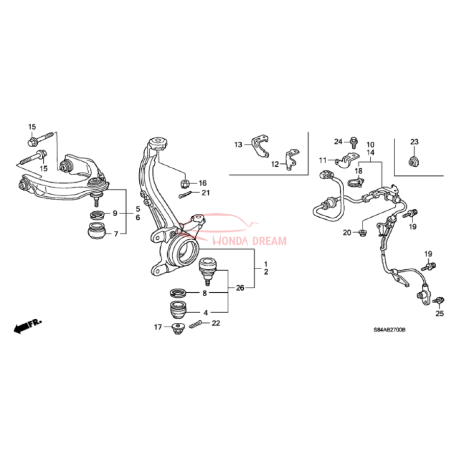 Sensor ABS, Left Front (57455-S84-A52) - 3