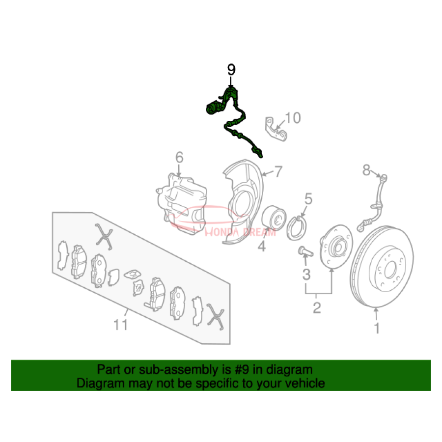 Sensor ABS, Left Front (57455-SCV-A01) - 2