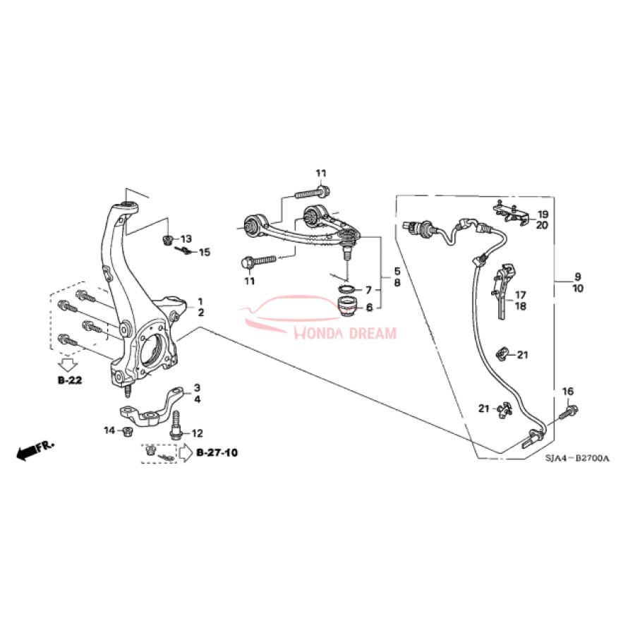 Sensor ABS, Left Front (57455-SJA-003) - 2