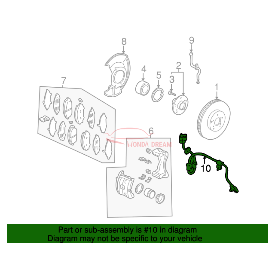 Sensor ABS, Left Front (57455-SJC-A01) - 2