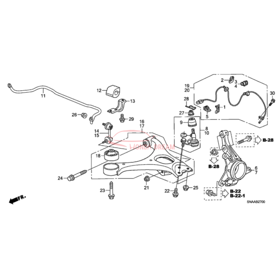 Sensor ABS, Left Front (57455-SNA-003) - 3