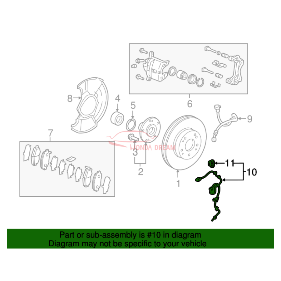 Sensor ABS, Left Front (57455-T7W-A01) - 2