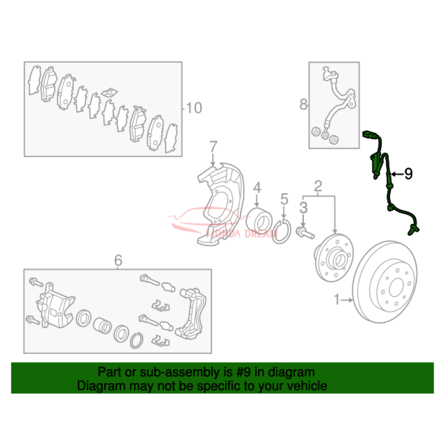 Sensor ABS, Left Front (57455-TF0-003) - 2