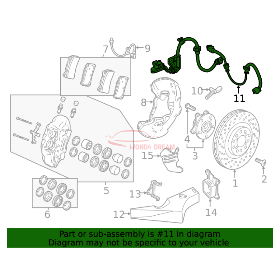 Sensor ABS, Left Front (57455-TGH-A02) - 2