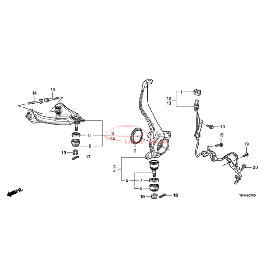 Sensor ABS, Left Front (57455-TK4-A01) - 1