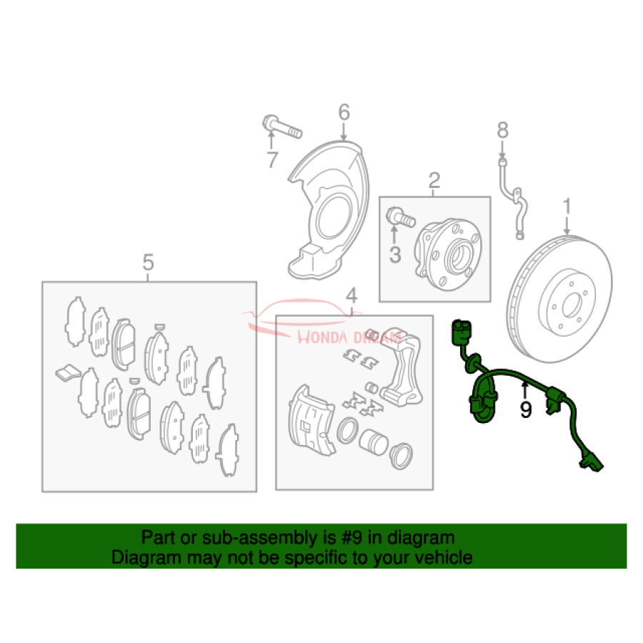 Sensor ABS, Left Front (57455-TK8-A01) - 2