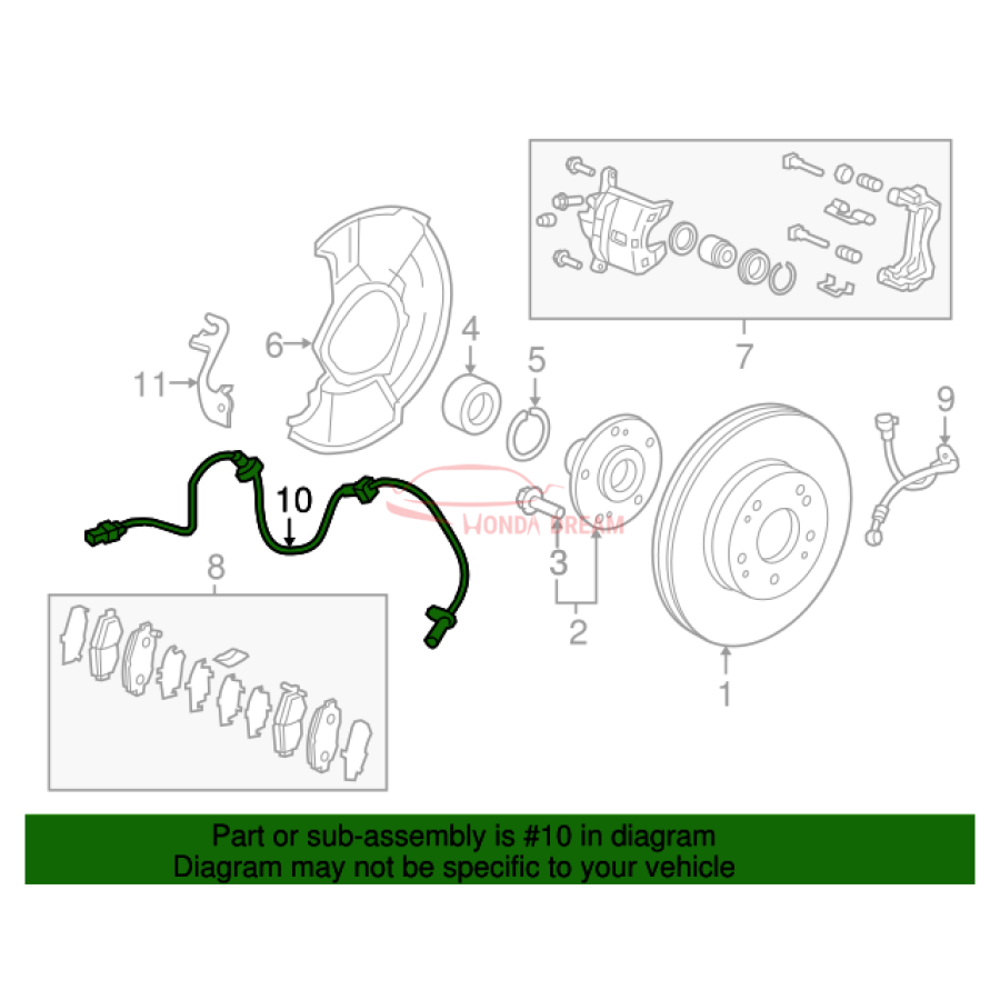 Sensor ABS, Left Front (57455-TLA-A02) - 2