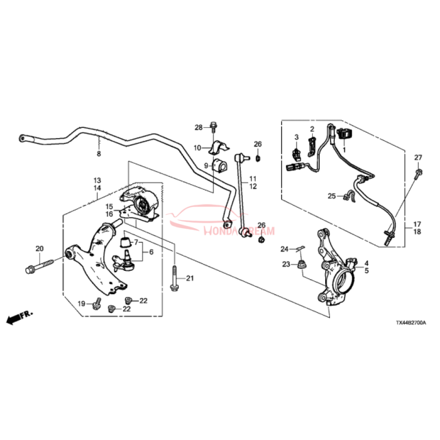 Sensor ABS, Left Front (57455-TX4-A01) - 2