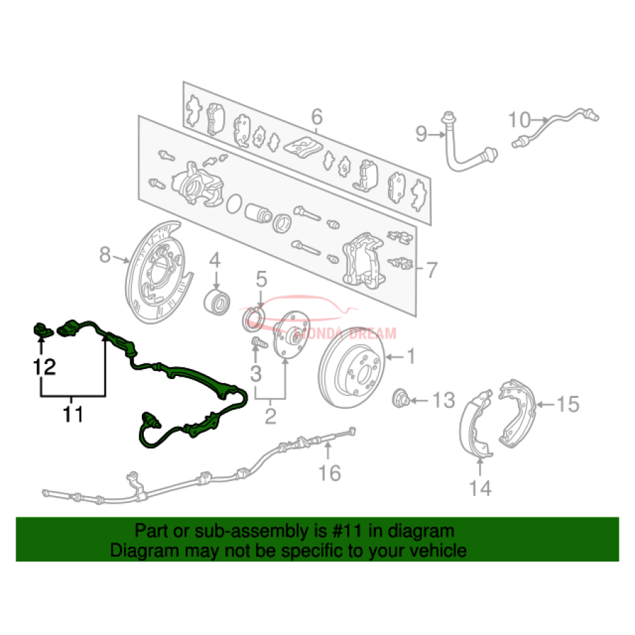 Sensor ABS, Right Rear (57470-SJC-A01) - 2