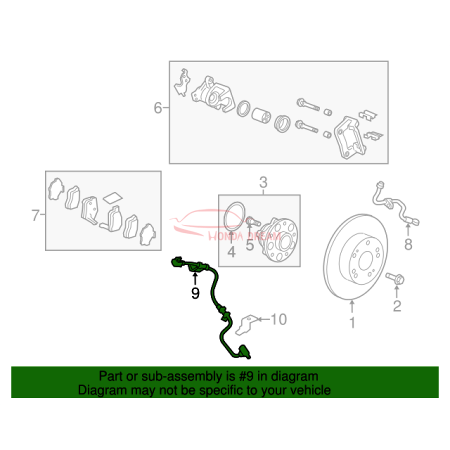 Sensor ABS, Rear (57470-TP6-A02) - 2