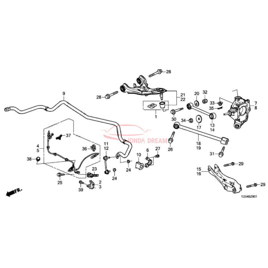 Sensor ABS, Rear (57470-TZ6-A11) - 1