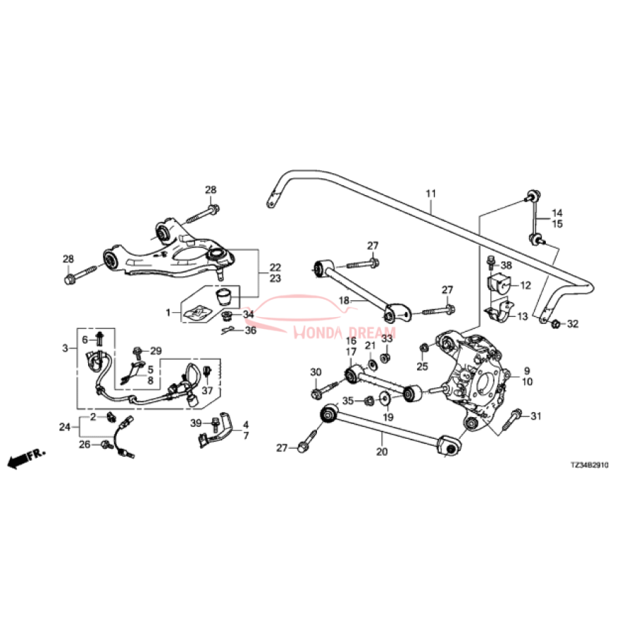 Sensor ABS, Rear (57470-TZ7-A51) - 1