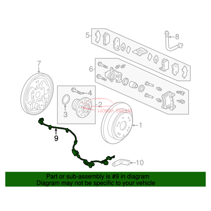 Sensor ABS, Left Rear (57475-SHJ-A02) - 2