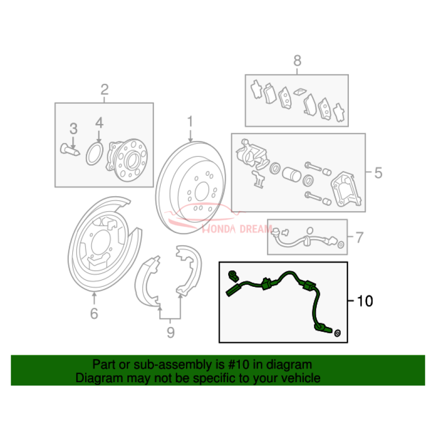 Sensor ABS, Left Rear (57475-SWA-013) - 2