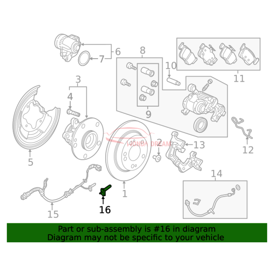 Sensor ABS, Left Rear (57475-TGN-G01) - 2