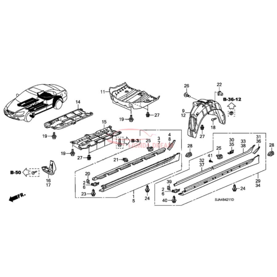 Plate B, Floor Heat Baffle (74602-SJA-A03) - 1