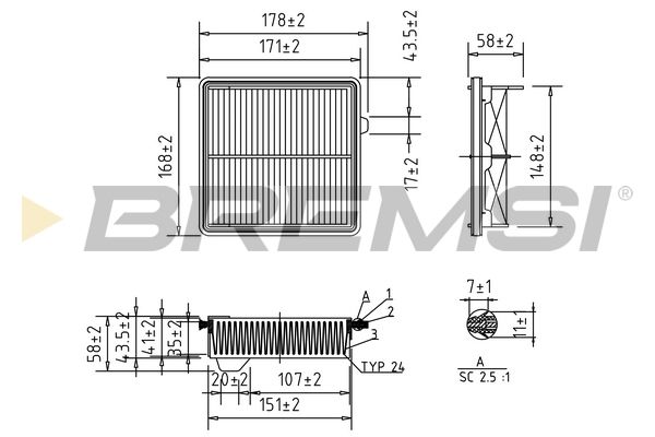 Фільтр повітряний Bremsi (FA1041)