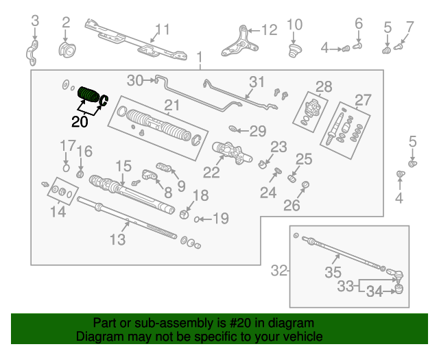 Пильовик рульової рейки (53536S9A003)