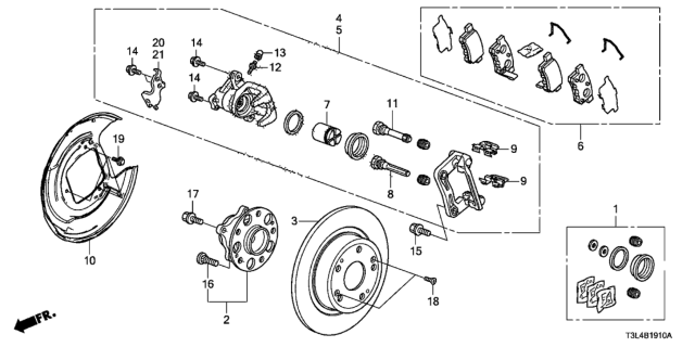 Супорт гальмівний задній правий у зборі (43018T2MP00)
