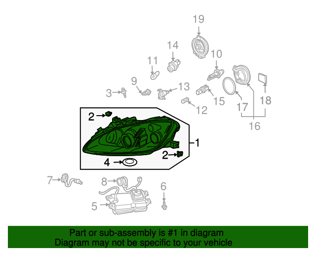 Фара передня ліва, у сборі (33151S2AA11)