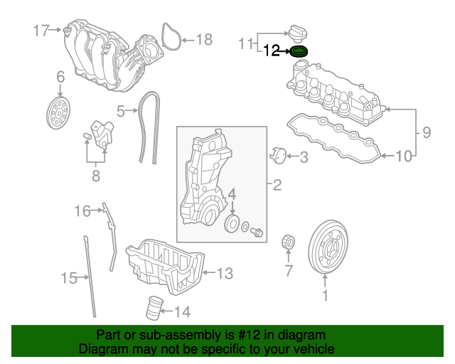 Кільце ущільнююче кришки маслозаливного отвору (15613PLC000)
