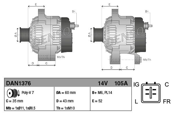 Генератор Denso (DAN1376)