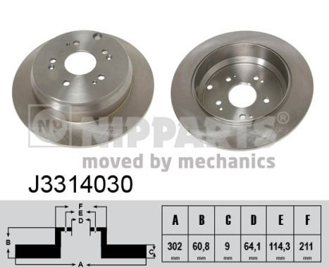Диск гальмівний задній Nipparts (J3314030)