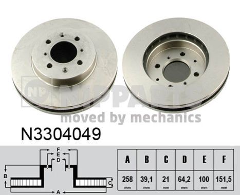Диск гальмівний передній Nipparts (N3304049)